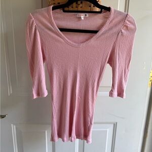Sundry by Anthropologie Pink Ribbed 3/4 Sleeve Top